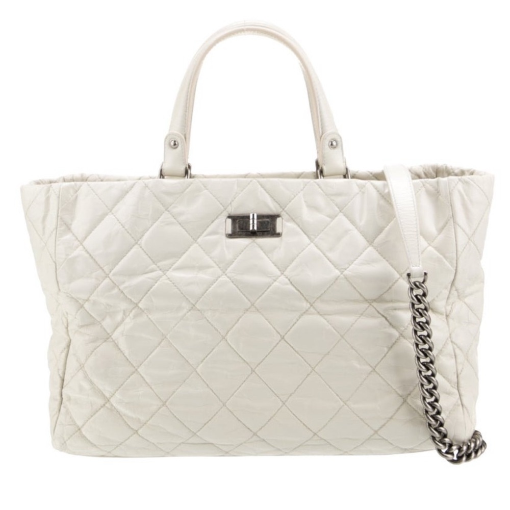 CHANEL large reissue tote, painted with antiqued palladium hardware